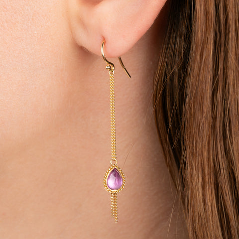 Pink African Sapphire Drop Earrings
