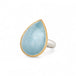 Aquamarine ring with gold bezel and sterling silver band on white background