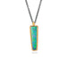 Handcrafted necklace featuring an Australian opal doublet stone set in a gold bezel and paired with an oxidized silver chain, against a white background.