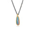 Handmade necklace featuring an Australian opal doublet stone set in an 18k gold bezel and paired with an oxidized silver chain.