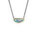 Australian opal gemstone necklace with a gold setting and oxidized silver chain