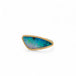 Handmade fine jewelry boulder opal ring with an 18k gold bezel and sterling silver band