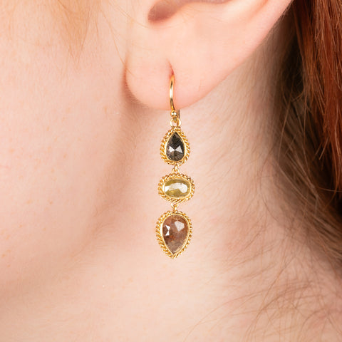 Earth-Toned Diamond Trio Earrings