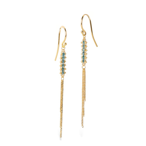 Textile Tassle Earrings in Blue Diamond
