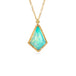 Gold necklace with an Ethiopian opal gemstone pendant on a white background