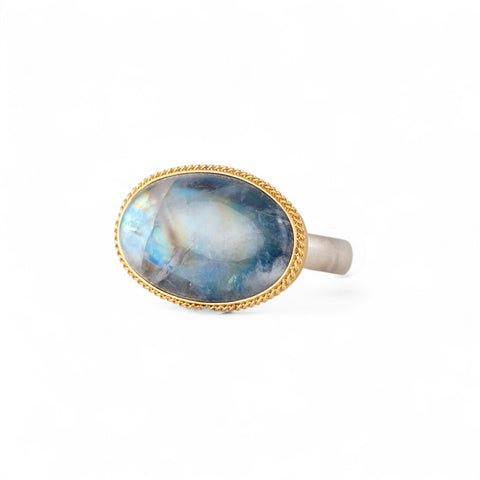 Handmade gold and silver ring with a Moonstone gemstone