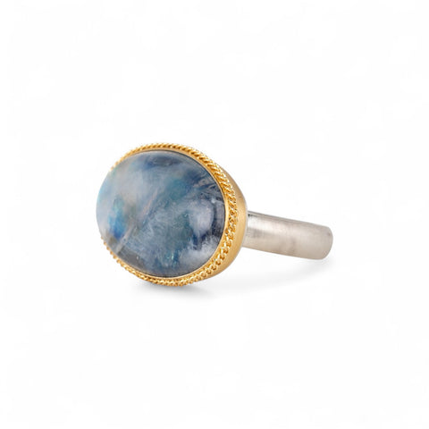 Handmade gold and silver ring with a Moonstone gemstone