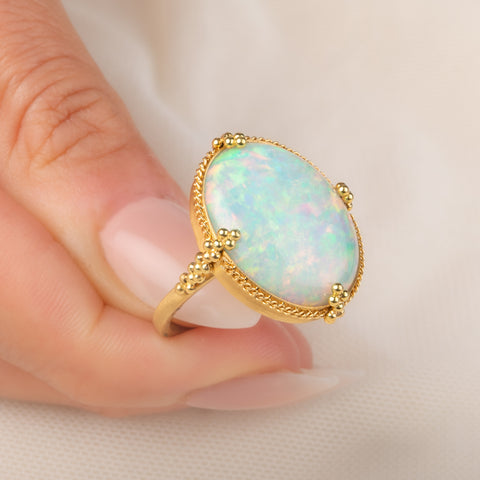 Large Oval Ethiopian Opal Ring