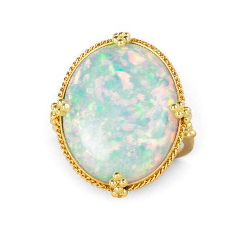 Large Oval Ethiopian Opal Ring