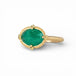 Gold ring with an emerald gemstone on a white background
