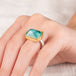 Peruvian opal ring with gold bezel and silver band