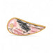 Carved rhodochrosite wing ring with a gold setting and silver band
