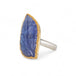 Carved Feather Tanzanite Ring in Sterling Silver and 18k Gold