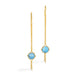 A pair of gold earrings featuring golden hills turquoise gemstones, shown against a white background.