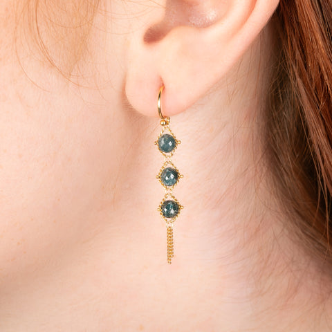 Textile Trio Earrings in Blue Diamond