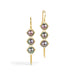 Gold trio earrings featuring three grey akoya pearls, shown on a white background.