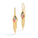 Gold earrings featuring watermelon tourmaline earrings, shown against a white background.