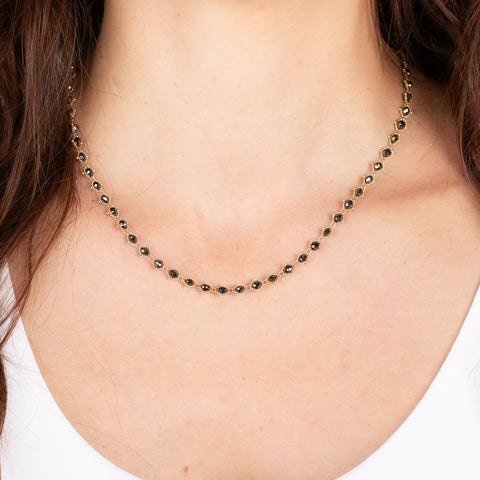 Woven Black Diamond Necklace in 18k Gold