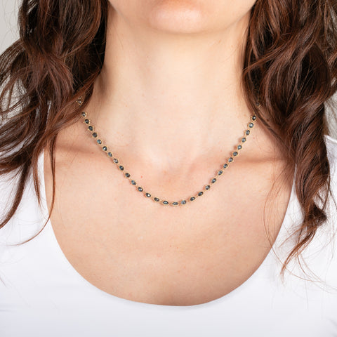 Woven Blue Diamond Necklace in 18k Gold