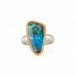 Handcrafted boulder opal ring with an 18k gold bezel and sterling silver band