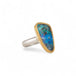 Handcrafted boulder opal ring with an 18k gold bezel and sterling silver band