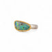 Boulder opal ring with gold bezel and sterling silver band