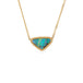 Gold necklace featuring a boulder opal gemstone on a white background