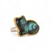 Labradorite cat ring with an 18k gold bezel and sterling silver band