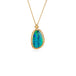 Australian opal and 18k gold necklace on a white background