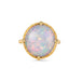 Gold ring with an opal stone on a white background
