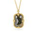 Gold necklace with a diamond featuring a natural colors on a white background
