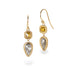 Gold earrings with diamonds on a white background
