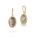 Gold earrings with diamonds on a white background