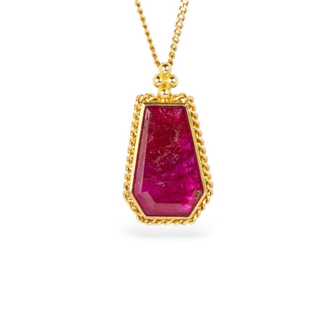 Geometric Petite Ruby Necklace
