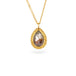 Gold necklace with brown diamond stone on a white background