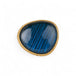 Front surface of a ring with labradorite stone set in a gold  bezel with a silver band