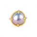 Gold ring with a mabe pearl on a white background