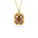 Gold necklace with a brown diamond gemstone pendant on a white background