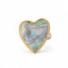 Handmade boulder opal heart ring with gold bezel and sterling silver band