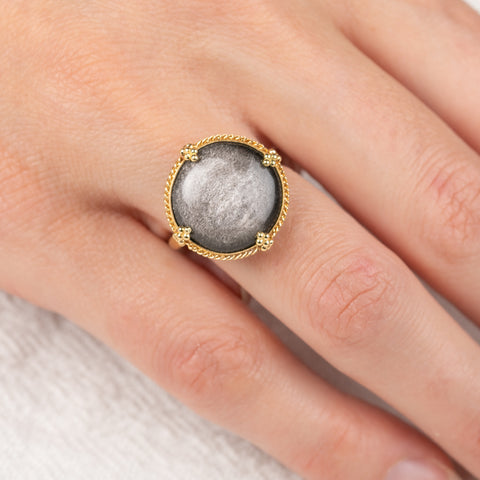 Circular Obsidian Ring