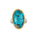 Handmade turquoise ring with gold bezel and sterling silver band