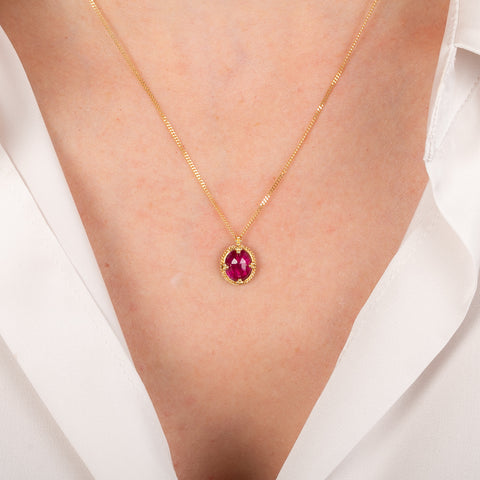 Crimson Oval Ruby Necklace