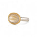 Ring with rutilated quartz stone with an 18k gold bezel and sterling silver band