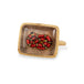 Gold ring with lodolite stone featuring snake design on a white background