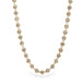 Gold necklace with silver diamonds on a white background