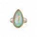 Ethiopian opal teardrop ring with gold bezel and silver band
