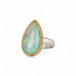 Ethiopian opal teardrop ring with gold bezel and silver band