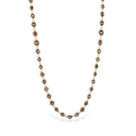 Brown Diamond Woven Necklace in 18k Gold