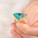 Peruvian opal ring with gold bezel and sterling silver band