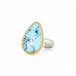 Turquosie teardrop ring with gold bezel and sterling silver ring